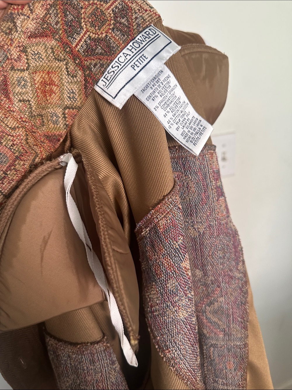 Jessica Howard vintage petite dress with Patterned Panel Jacket Sz 4P - Picture 8 of 15